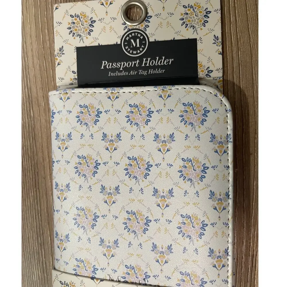 Martha Stewart Floral Passport Holder Elegant Travel Organizer Air Tag Holder